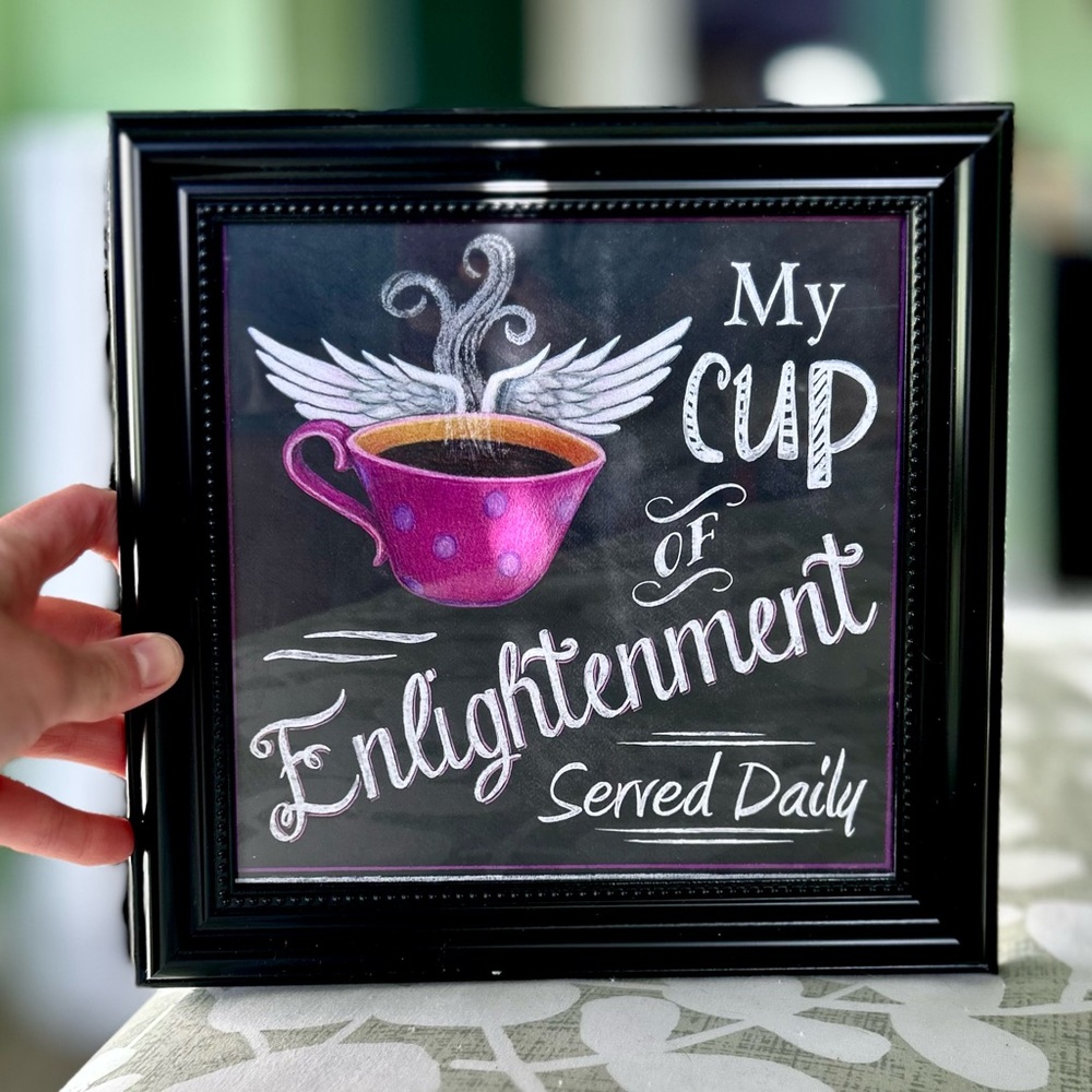 Framed Kitchen Coffee Lovers Angel Wing Wall Hanging Home Decor Art Display - Picture 3 of 7